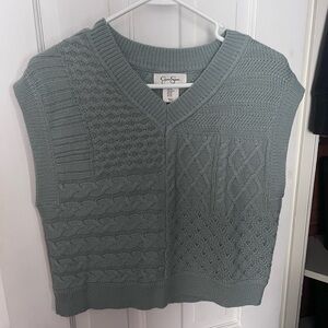 Jessica Simpson Patchwork Cable Knit Sweater Vest XS